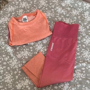 Gymshark Pink and Orange Activewear Set
